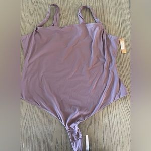 SKIMS Fits Everybody Square Neck Bodysuit In Plum
